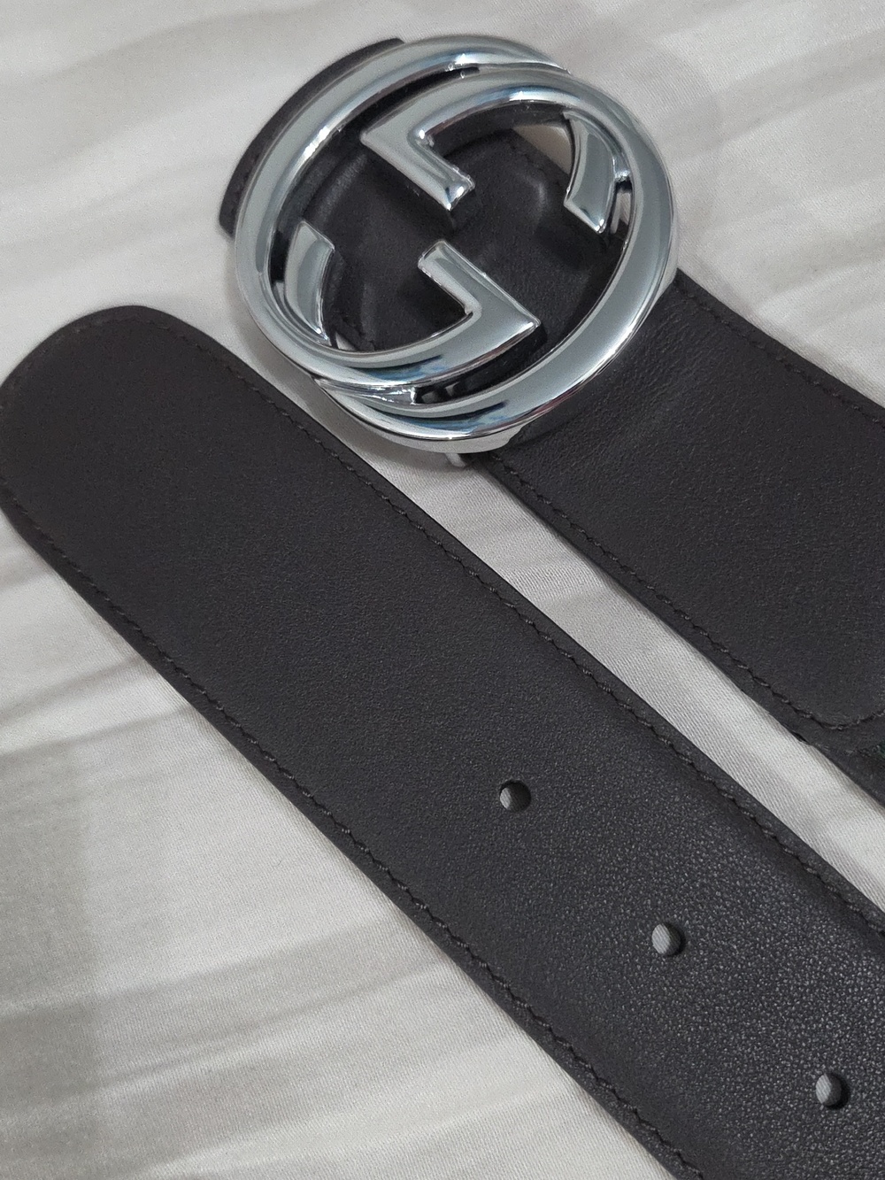 Gucci Green Red Reversible Belt with Silver Double G Buckle - Picture 7 of 16